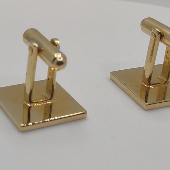 Mens Cufflinks Speidel Goldtone Blue & Black Enamel Vintage Circa 1980's - Picture 3 of 7